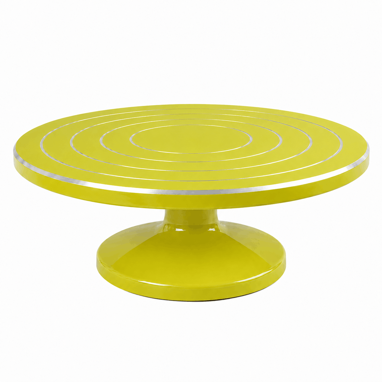 28cm Yellow Cake Decorating Turntable Stand with Smooth 360 Degree Rotation