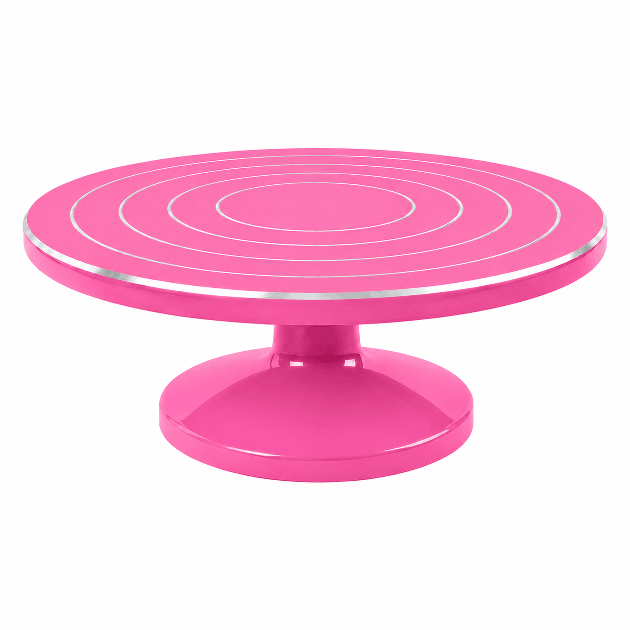 28cm Pink Cake Decorating Turntable Stand with Smooth 360 Degree Rotation