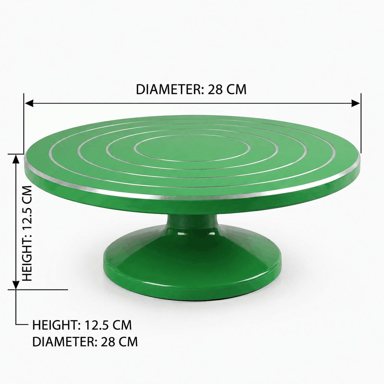 28cm Green Cake Decorating Turntable Stand with Smooth 360 Degree Rotation