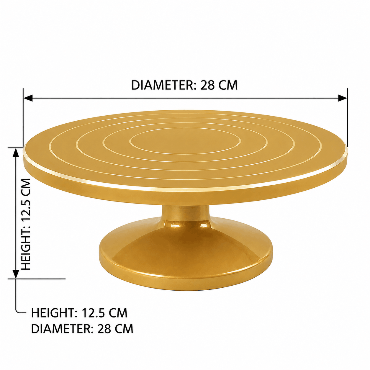 28cm Golden Cake Decorating Turntable Stand with Smooth 360 Degree Rotation