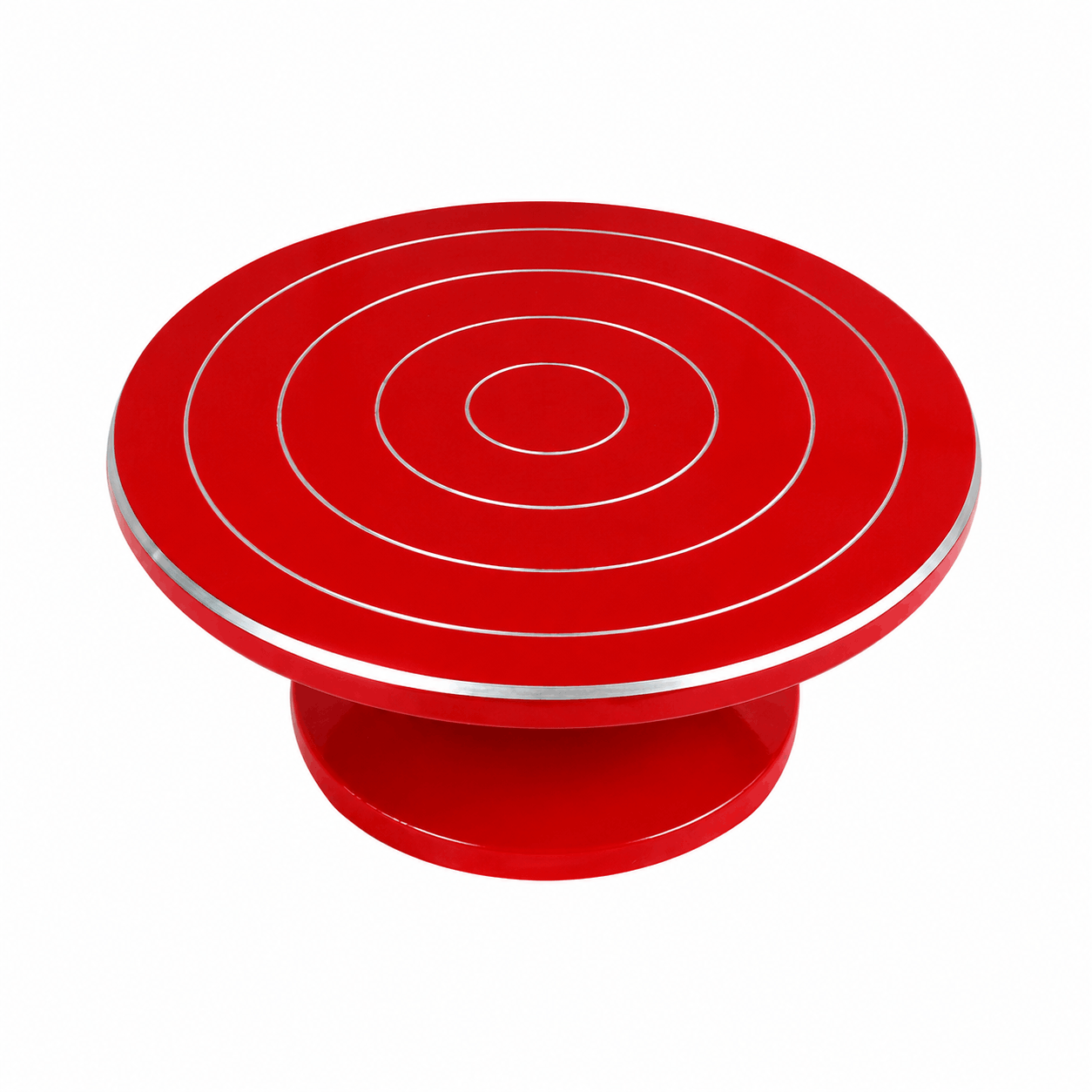 28cm Red Cake Decorating Turntable Stand with Smooth 360 Degree Rotation
