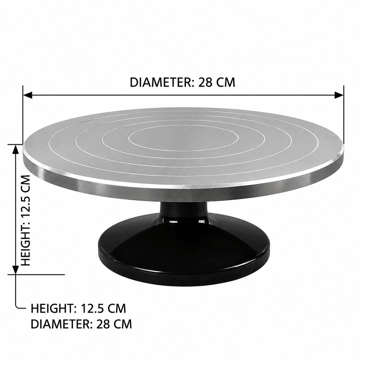 28cm Chrome Cake Decorating Turntable Stand with Smooth 360 Degree Rotation